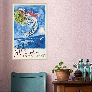 Citon Marc Chagall《Frumos Soleil Flori》Panza Pictura In Ulei Opera De Arta Poster Decorativ Imagine Agățat De Perete Decor Decor Acasă