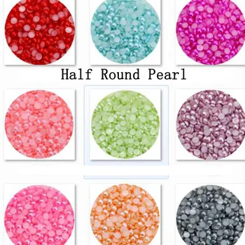 Colorate Jumătate Rotund ABS Imitații de Perle Spate Plat Lipici Pe Margele Nail Art Meserii Diy Rochie Accesoriu
