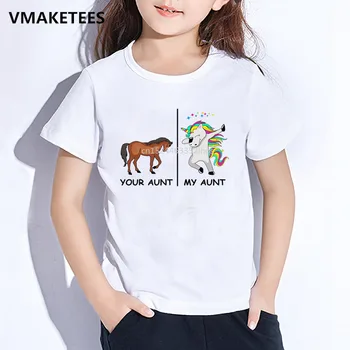 Copiii de Vara Fete si Baieti tricou Copii Mătușa Ta Cal Mătușa Mea Unicorn Desene animate de Imprimare T-shirt Drăguț Amuzante Haine pentru Copii