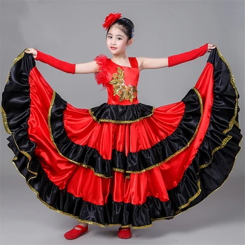 Copiii spaniolă Flamengo Rochie pentru Fata luptele cu Tauri pentru Copii Belly Dance Costum de Bal Tigan Cor de Performanță Etapă Vestidos