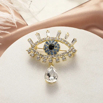 Coreea Style Moda Cristal Picătură De Apă Pandantiv De Ochi De Diamant Împânzit Aliaj Broșă Pin