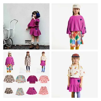 Coreeană Copil Haine Fusta Tricou Pentru Copii Fete 2022 BC Toamnă Flori de Bumbac, Jachete Rochie Set pentru Copii Imbracaminte