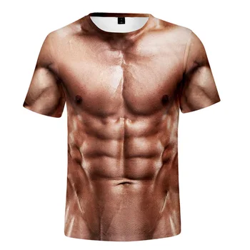 Corpul muscular 3D de Imprimare T-Shirt pentru Bărbați Fashion Street Teuri Carne Model de Vara de sex Masculin Frumos Maneci Scurte Trendy Grafică Ușoară de Sus