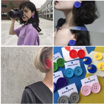 Creativ Coreea De Colorat Ins Stil Bomboane De Culoare De Epocă Butonul De Cerc Cercei Stud Cercel Pentru Femei Si Fete De Zi Cu Zi Bijuterii Cadou Pentru Petrecere