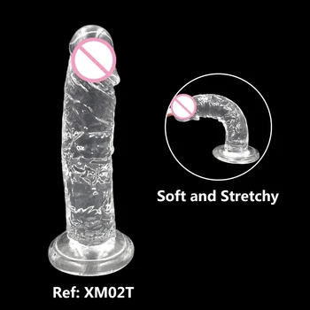 Cristal Transparent Vibrator Moale Realist Penis Ventuza Puternica Jelly Penis Anal, Dop De Fund Sex Erotic Jucărie Pentru Femeie Fals Dick S