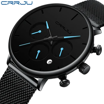 CRRJU Ceas Brand Bărbați din Oțel Inoxidabil Impermeabil Cuarț Ceas de mână pentru Bărbați Cronograf Ceasuri Sport de Afaceri Prezent Ceas reloj