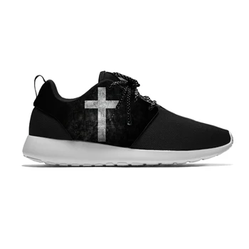 Crucea lui Isus Hristos Creștin Personalitate Amuzant Sport Pantofi sport Casual Respirabil Usoare de Imprimare 3D Bărbați Femei Adidași