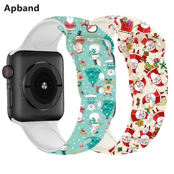 Crăciun curea Pentru Apple Watch band 44mm 40mm 38mm 42mm 41mm 45mm Desene animate Imprimate curea Bratara IWatch 7 5 4 3 2 1 6 SE