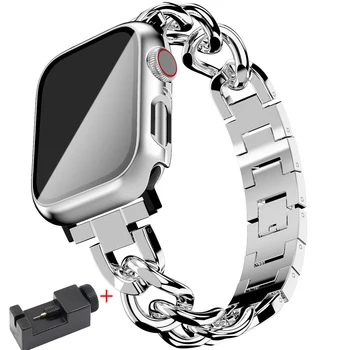 Cuban Link-ul de curea pentru Apple watch band 40mm 41mm 38mm 45mm 44mm 42mm din oțel Inoxidabil brățară de metal iWatch seria 8 7 6 5 4 3 se