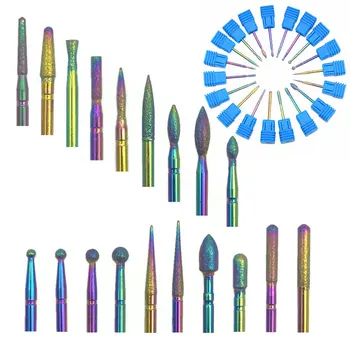 Curcubeu De Unghii Diamond Drill Burr Bucăți Colorate De Freza Pentru Manichiura Pedichiura Instrumente Electrice Pile De Unghii Accesorii