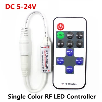 DC 5V 12V 24V 12A Mini RF LED Wireless Remote Controller Led Dimmer Driver Pentru o Singură Culoare Benzi cu LED-uri SMD 5050/3528/5730/3014