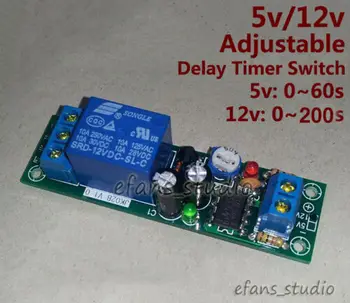 DC 5V/ 12V Delay Timer Bord Comutator Reglabil 0~60/ 0~200 activați Modul Releu de Timp