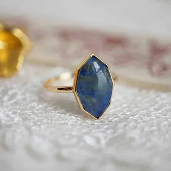 De aur antice măiestrie retro Marquise forma lapis lazuli inele pentru femei simplu vânt rece high-end de petrecere cina bijuterii