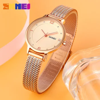 De lux Elegante Femei Ceasuri de Aur pentru Femei Brățară Ceas din Oțel Inoxidabil SKMEI Brand Impermeabil Cuarț Ceas Femei reloj mujer