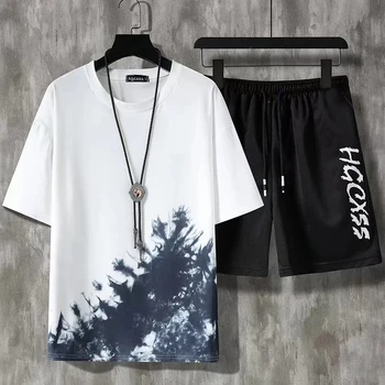 De vară pentru Bărbați Seturi de Moda Harajuku Imprimare Îmbrăcăminte Set Tricou si pantaloni Scurti Mens Casual 2 Bucata Costum Set Respirabil Sport 2022
