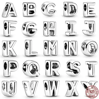 De Vânzare la cald Clasic Scrisoare Margele Argint 925 Moda Simple scrisori a-Z Margele se potrivesc Original Pandora Brățară DIY Bijuterii