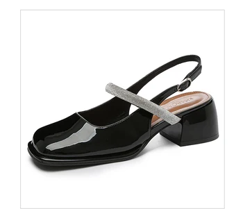 Diamant Femei Sandale Toc Gros, Cap Pătrat Clasic Feminin Mary Jane 2022 Nou Design Elegant Superficial Gura Doamnă Singură Pantofi