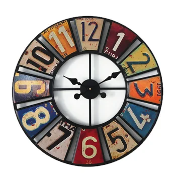 Digitală circulară retro agățat de perete ceas de creație de înmatriculare ceas de perete autocolant fier ceas decorativ