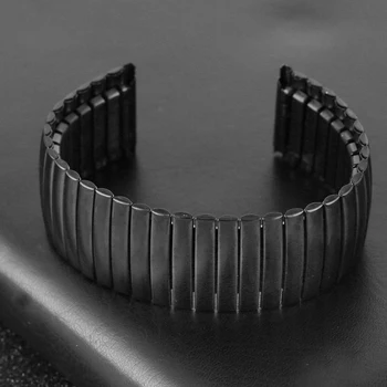 Din Oțel inoxidabil Elastic 20mm 22mm Curele de Ceas Negru de Înlocuire Watchband Practic Elastic Lungime Niciunul Catarama Bărbați Curea
