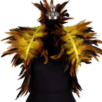Din Umeri Șalul Umăr Pene Naturale Valorifica Moda Goth Guler Plus Dimensiune Legături Cosplay Costum Corp Carnaval De Halloween Jartiera