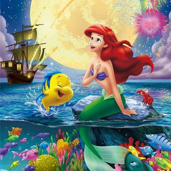 Disney 5D Diamant Pictura Mica Sirena Rundă de Foraj Desene animate Printesa Ariel Diamant Broderie Cusatura Cruce Kituri de Decor Acasă
