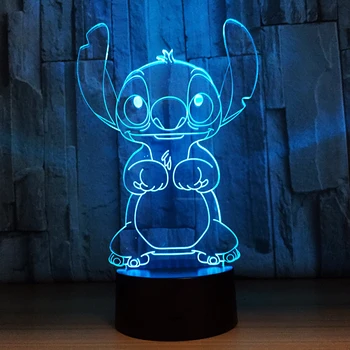 Disney Lilo Stitch 3D LED Lumina de Noapte de Culoare Schimbare Iluzie Vizuală Lampa de Camera Decoretion pentru Copii Ziua de nastere Cadou de Crăciun