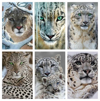 DIY 5D DIY Diamant Pictura Animal Leopard la Snow Cross stitch Kit de Gaurit cu Diamant Broderie Mozaic de Arta