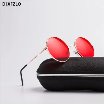 DJXFZLO modele de explozie metal moda rotund marin lentile rosu ochelari de soare unisex moda Prințul oglindă UV400