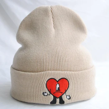 Domnul Inima Rosie Design Pălărie Kawaii Bad Bunny Pălării Tricotate pentru Toamna Iarna Afara Accesoriu Țină de Cald în aer Liber, Noi en-Gros
