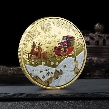 Doresc Monedă Crăciun Fericit De Colectie Din Argint Placat Cu Aur De Suveniruri Monede Moș Crăciun Model Colecție De Artă Monedă Comemorativă