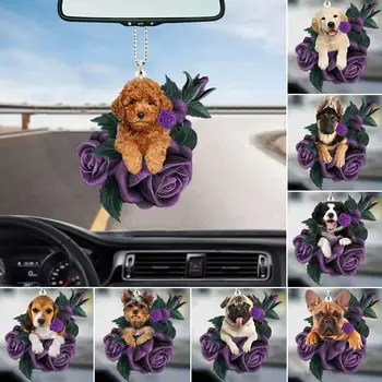Drăguț Cățeluș Oglinda Retrovizoare Pandantiv Dog Decor Auto Pentru Auto Pet Puppy Agatat Ornament Breloc Cu Pandantiv
