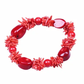 Drăguț moda bratara cu coral roșu roșu brățară de piatră de coral bastoane bratara casual bratari din margele de coral