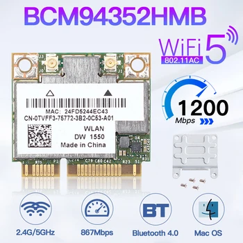 Dual Band 867Mbps BCM94352HMB Wireless-AC placa Wifi 802.11 ac, Bluetooth 4.0, Mini PCI-E WLAN + Card Wireless AW-CE123H