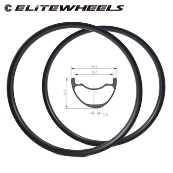 ELITEWHEELS 29er MTB Rim Greutate de Lumină Fibra de Carbon 36*24mm Hookless Asimetrice Tubeless Gata Pentru XC SUNT Biciclete de Munte Roata 380g