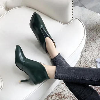 European Stil Concis Glezna Cizme Pentru Femei Cu Toc Stiletto Pantofi De Moda Subliniat Toe Slip On Doamnelor Papuceii Plus Dimensiune 34-47