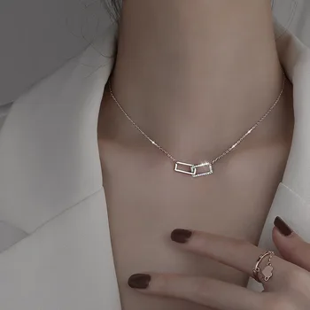 Evimi 925 Standard de Argint Colier Nou Trend Creativ Elegant Spumante Geometrice Zircon Clavicula Lanț de Bijuterii Cadouri pentru Femei