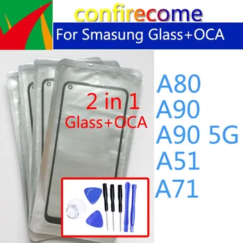 Fata Lentile de Sticlă Cu Adeziv OCA Pentru Samsung Galaxy A51 A71 A80 A90 5G Ecran Touch Panel de Înlocuire