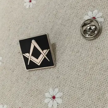 Fellowcraft Masonice Francmason Pin Rever pătratului și fără G Greu de Email Ace și Insigne, Broșe Placat cu Nichel