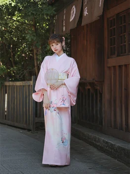 Femei Kimono Traditional Japonez Cherry Blossom Printuri Formale Primăvară Yukata Fotografie de Epocă Rochie de Cosplay Costum
