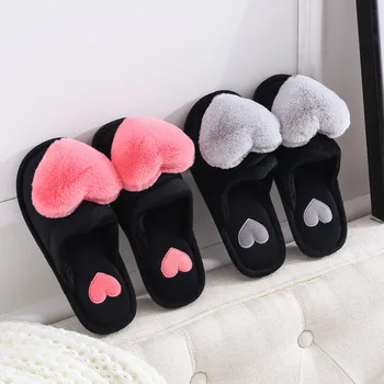 Femei Papuci de Iarnă Acasă Pantofi Femei Papuci de Casa Cald Inima de Dragoste Non-Alunecare Podea Acasă cu Blană Papuci de Moda blană diapozitive