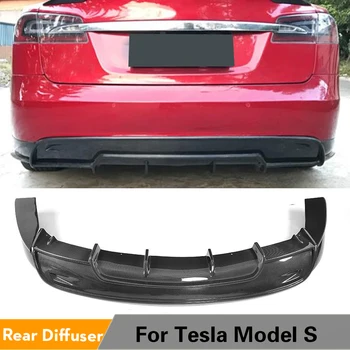 Fibra de Carbon Bara Spate Evacuare Difuzor de Buze Repartitoare pentru Tesla Model S 70D P85D 90D P100D Sedan 4 Usi 16-17 Accesorii Auto