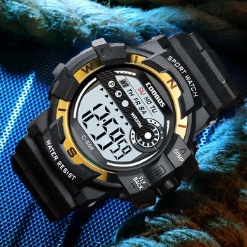 Fitness în aer liber Bărbați Ceas Multi-funcție Ceas Digital de Moda Mare Număr Băiat Ceas Cronograf rezistent la apă Ceas Electronic