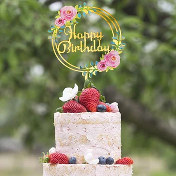Flori Acrilice Decorare Tort Happy Birthday Cake Decor Tort Aniversare Accesorii Petrecere