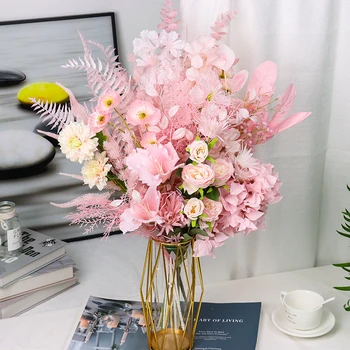 Flori artificiale de Mătase Trandafiri Nunta Acasă Decor de Toamnă de Calitate Înaltă Buchet Mare de Lux DIY Aranjament de Flori Vrac Roz