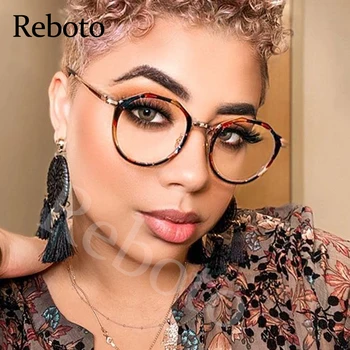 Flori Retro Rotund Femei Ochelari Cadru de Moda de Înaltă Calitate, Transparente Optic Glasse Cadru la Modă Ochelari Doamnelor