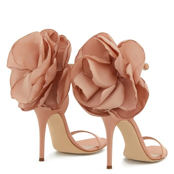 Flori Sandale Femeie Floare Trandafir Pompe De Sandale Cu Toc Înalt Pantofi De Seara Din Satin Negru Tocuri Inalte Pantofi Femei Nud Stilet Pompe