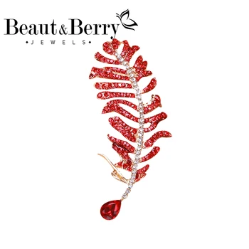 Frumusețe&Berry Pene de Lux Broșe Femei Unisex Clasic 2-culoare cehă Stras Frunze Broșe Ace Cadouri