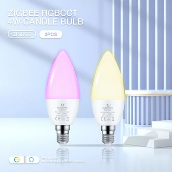 Gledopto luminozitate Reglabilă 2 BUC 4W Zigbee Bec LED Lampa E12 E14 Lucra Cu Tuya SmartThings App Alexa Echo Plus de Control Vocal