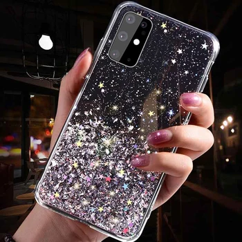 Glitter Star Caz de Telefon Pentru Samsung Galaxy S22 S23 Ultra S20 S21 Plus FE A52 A72 A53 A33 A32 Nota 20 Moale Epoxidice Capac transparent