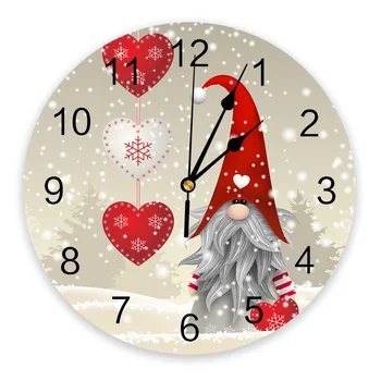 Gnome crăciun Fulg de nea Dragoste Inima Ceas de Perete cu Design Modern de Perete Rotund Ceas pentru Acasă Decortaion Dormitor Tăcut Ceasuri